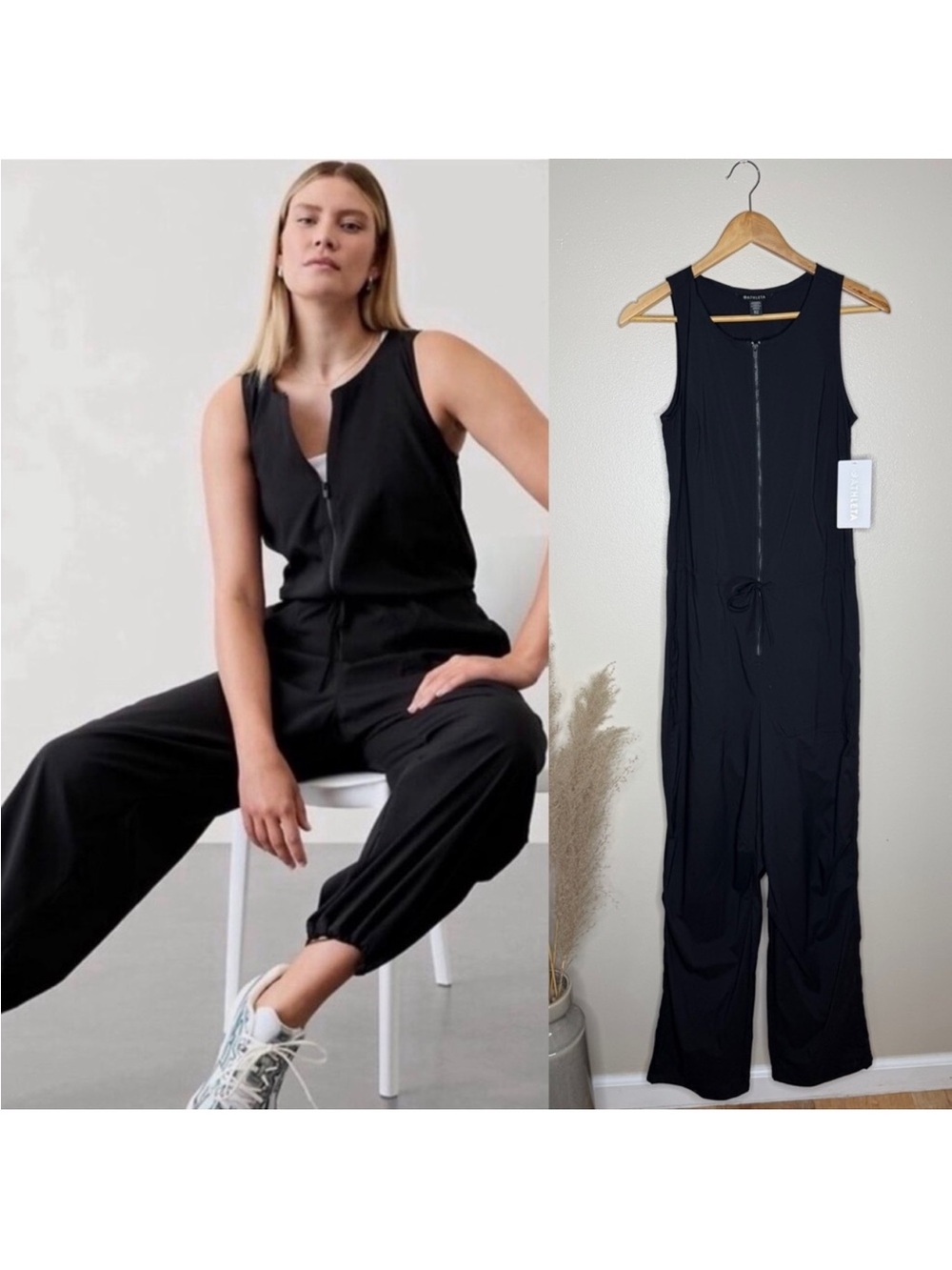 Athleta flex Black Jumpsuit small tall . Athletic material Will keep u dry.